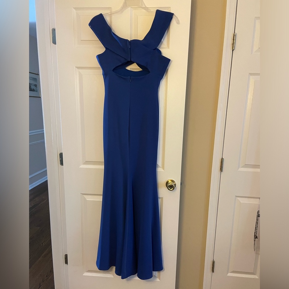 Jovani Off-the-shoulder royal blue gown - size 8